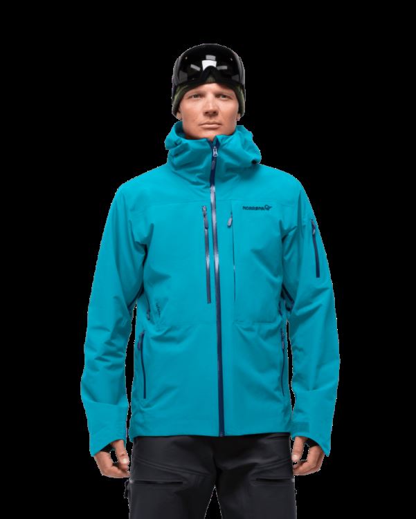 Norrona Heren Lofoten Gore-tex Isolerende Jas Hawaiian Surf Blauw