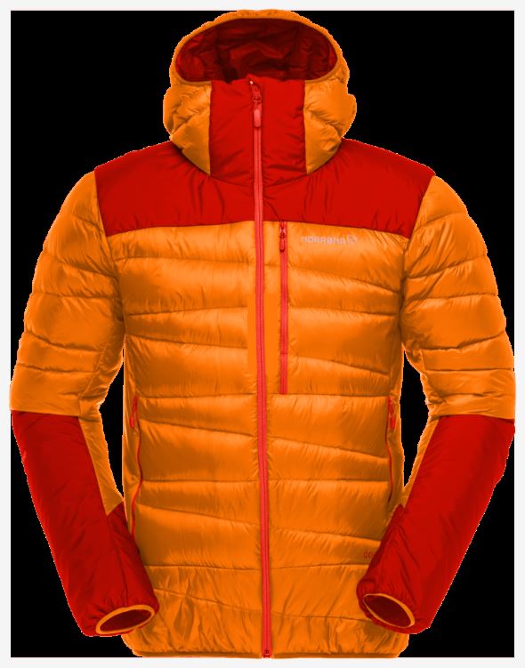 Norrona Heren Falketind Down750 Capuchon Oranje Popsicle/arednalin