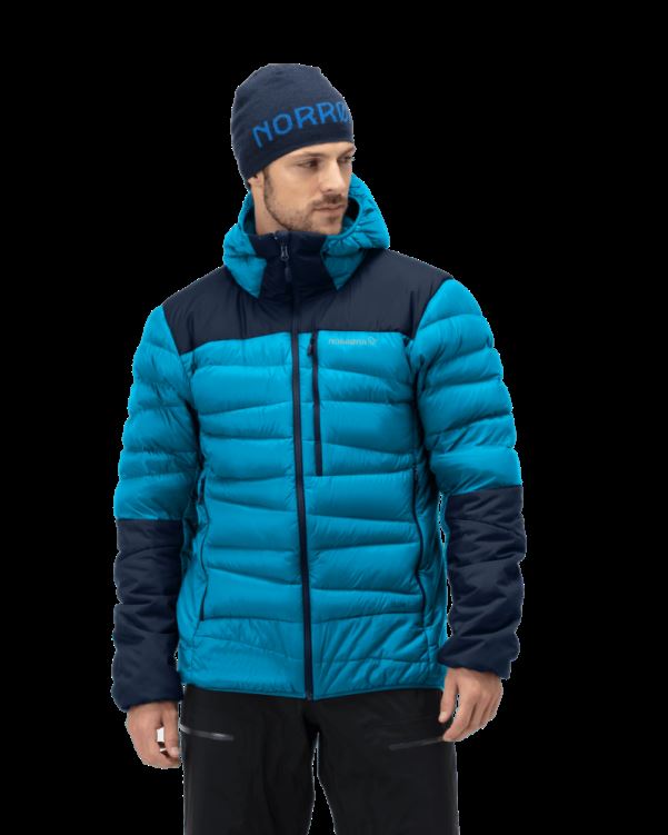 Norrona Heren Falketind Down750 Hood Hawaiian Surf/indigo Night
