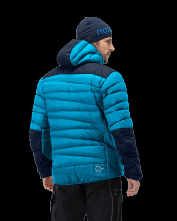 Norrona Heren Falketind Down750 Hood Hawaiian Surf/indigo Night