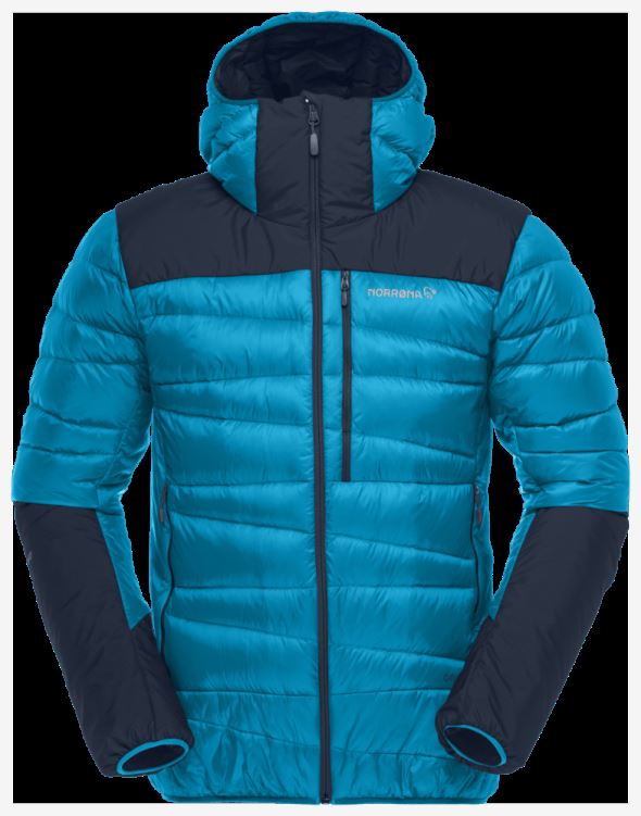 Norrona Heren Falketind Down750 Hood Hawaiian Surf/indigo Night