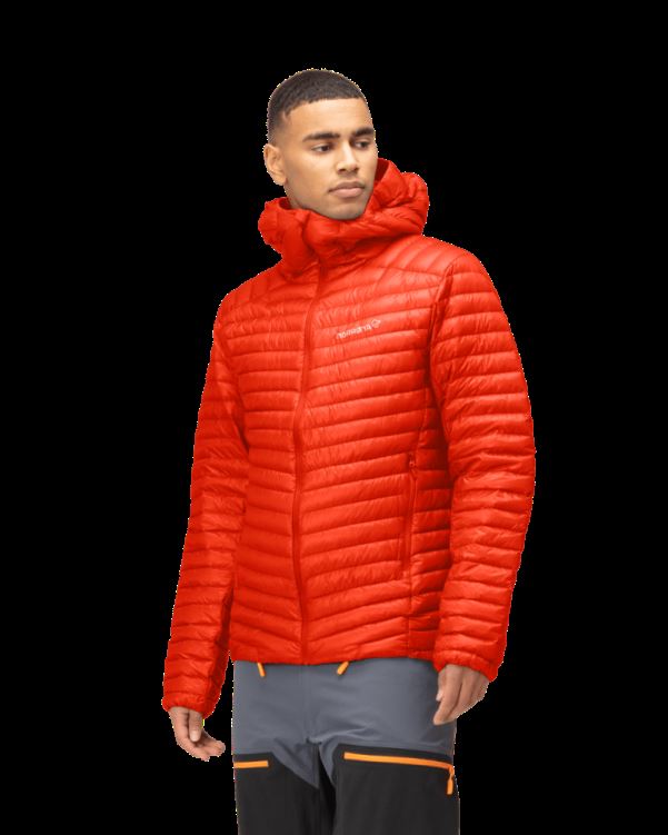 Norrona Trollveggen Superlight Down850 Herencapuchon Adrenaline Rood