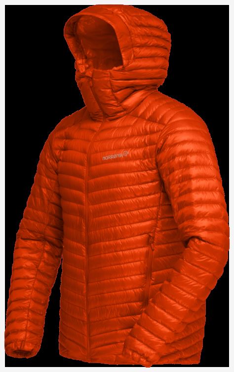 Norrona Trollveggen Superlight Down850 Herencapuchon Adrenaline Rood