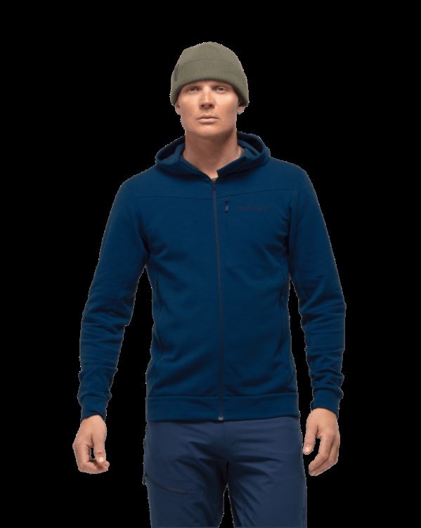 Norrona Heren Falketind Warmwool2 Stretch Capuchon Met Rits Indigo Nachtblauw