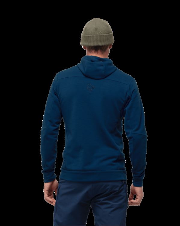 Norrona Heren Falketind Warmwool2 Stretch Capuchon Met Rits Indigo Nachtblauw