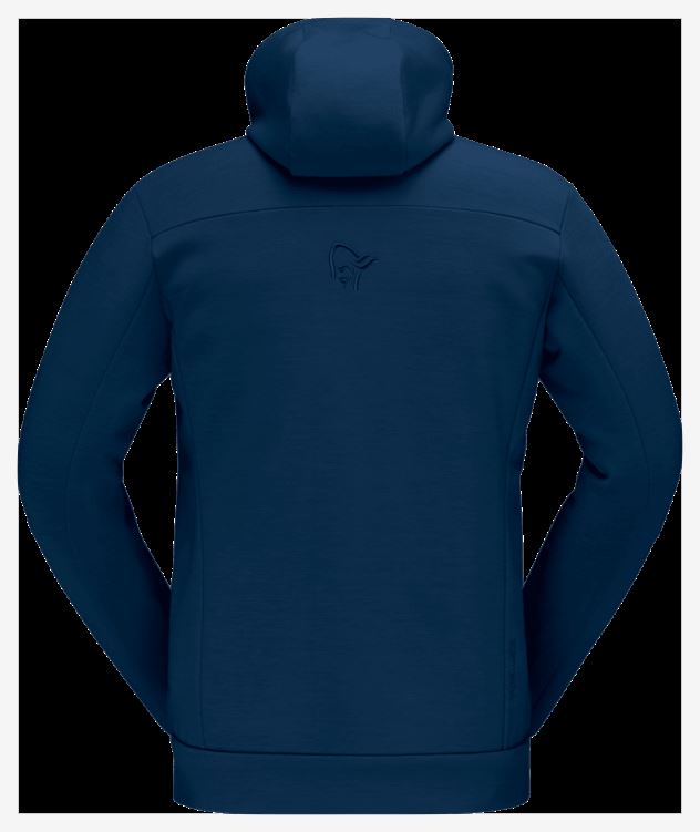 Norrona Heren Falketind Warmwool2 Stretch Capuchon Met Rits Indigo Nachtblauw