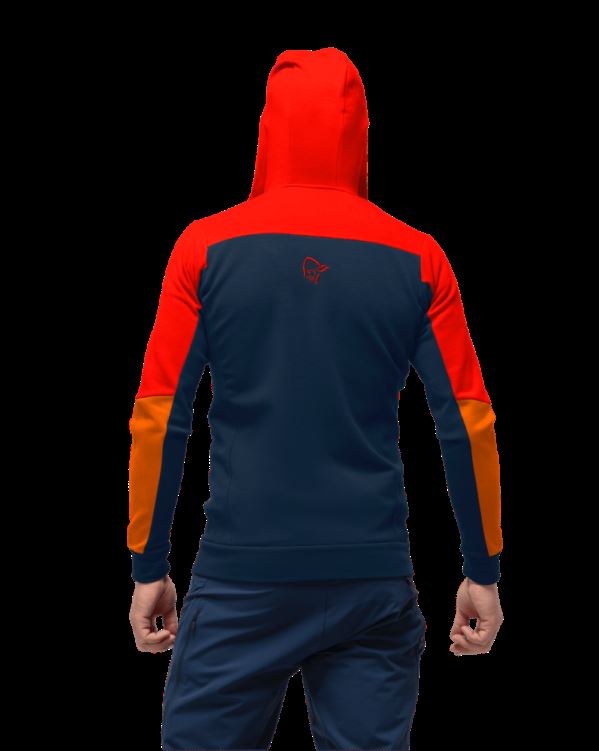 Norrona Heren Falketind Warmwool2 Stretch Zip Hood Arednalin/oranje Ijslolly