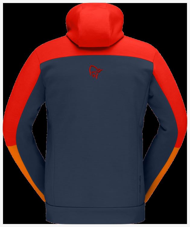 Norrona Heren Falketind Warmwool2 Stretch Zip Hood Arednalin/oranje Ijslolly