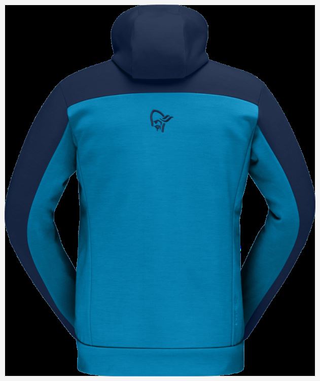 Norrona Falketind Warmwool2 Stretch Hood Hawaiian Surf/indigo Night Met Rits Voor Heren