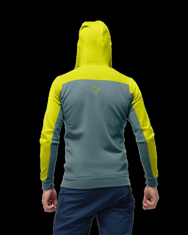 Norrona Falketind Warmwool2 Stretch Capuchon Met Rits Voor Heren, Sulfur Spring/north Atlantic