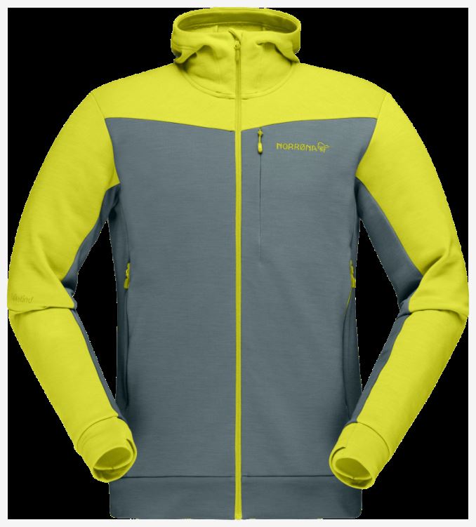 Norrona Falketind Warmwool2 Stretch Capuchon Met Rits Voor Heren, Sulfur Spring/north Atlantic