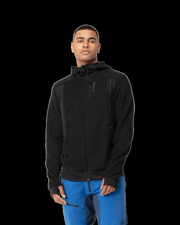 Norrona Heren Falketind Alpha120 Zip Hood Kaviaar Zwart