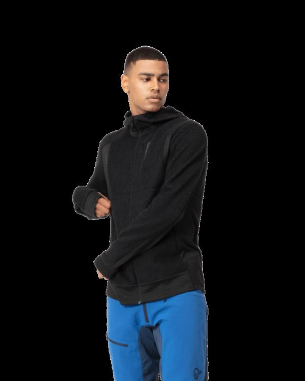 Norrona Heren Falketind Alpha120 Zip Hood Kaviaar Zwart