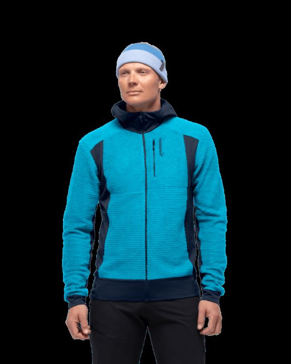 Norrona Heren Falketind Alpha120 Zip Hood Hawaiian Surf/indigo Night