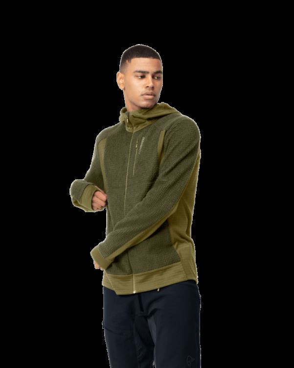 Norrona Heren Falketind Alpha120 Zip Hood Olijfgroen Nacht/olijfgroen