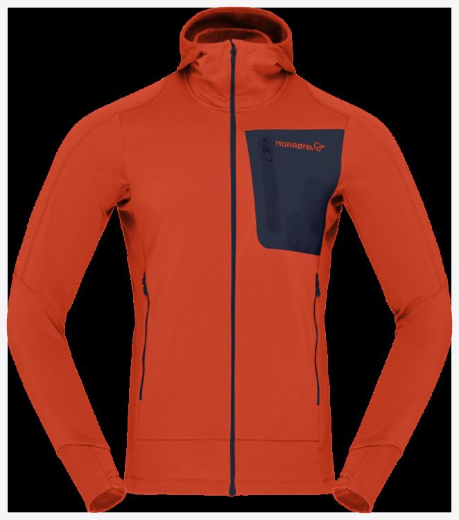 Norrona Falketind Power Grid Capuchon Adrenaline Rood Voor Heren