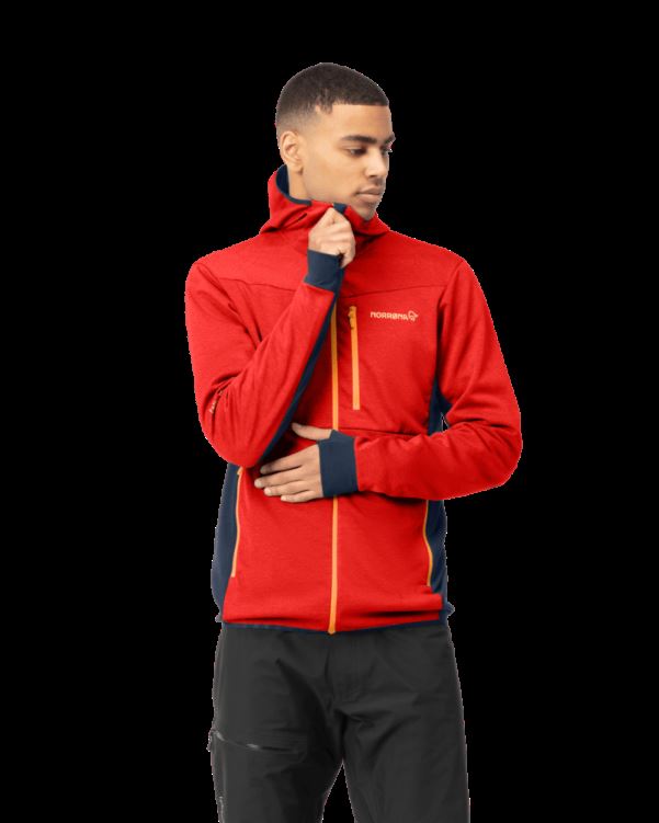 Norrona Heren Falketind Warm2 Octa Hood Adrenaline/indigo Night