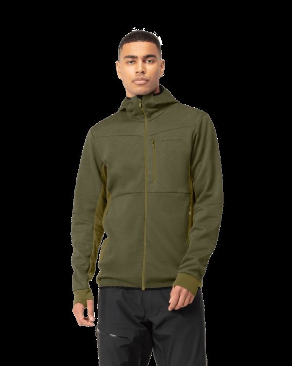 Norrona Heren Falketind Warm2 Octa Hood Olijf Nacht/olijf Drab