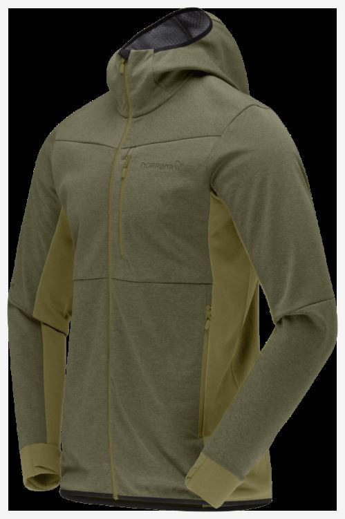 Norrona Heren Falketind Warm2 Octa Hood Olijf Nacht/olijf Drab