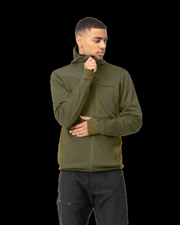 Norrona Heren Falketind Warm2 Octa Hood Olijf Nacht/olijf Drab