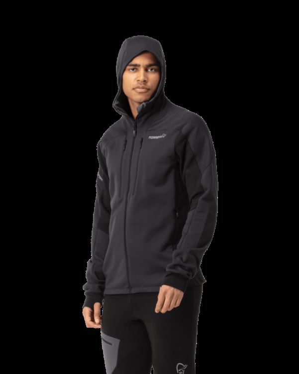 Norrona Heren Trollveggen Powerstretch Pro Zip Hood Caviar Black