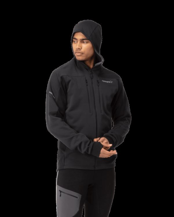 Norrona Heren Trollveggen Powerstretch Pro Zip Hood Caviar Black