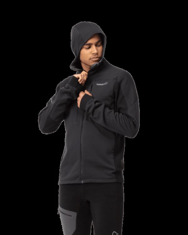 Norrona Heren Trollveggen Powerstretch Pro Zip Hood Caviar Black
