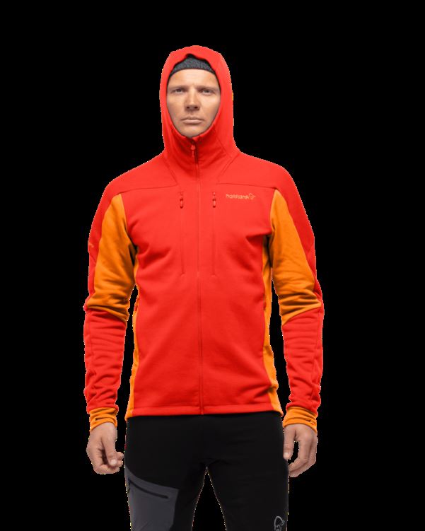 Norrona Heren Trollveggen Powerstretch Pro Zip Hood Adrenaline Rood