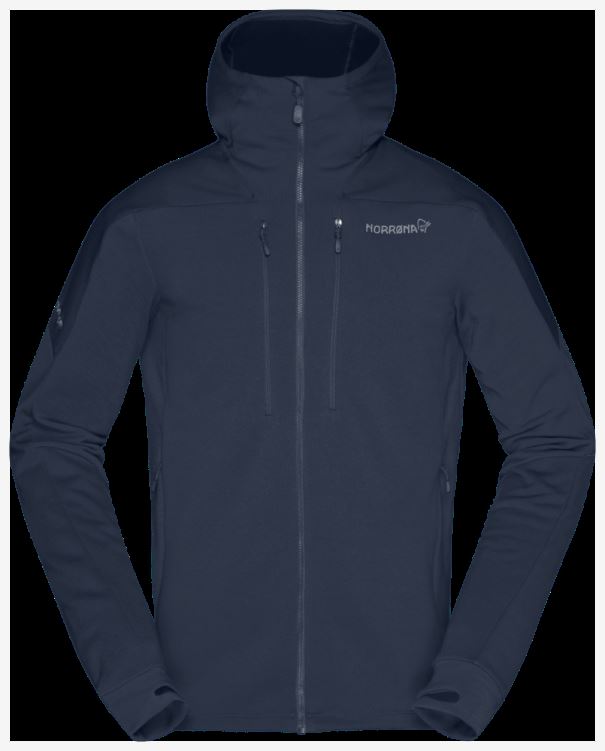 Norrona Heren Trollveggen Powerstretch Pro Zip Hood Indigo Night Blue