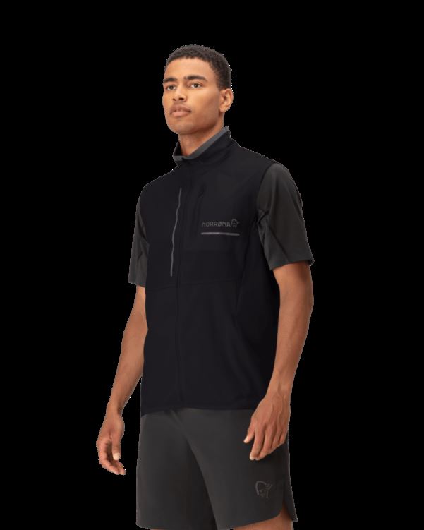 Norrona Heren Senja Aero90 Bodywarmer Kaviaar Zwart