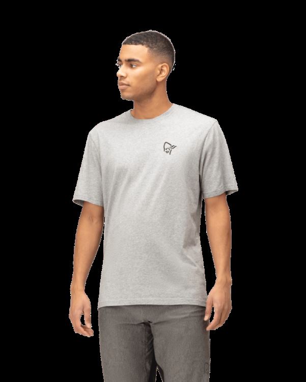 Norrona Heren /29 Katoenen Vikinghead Borduur T-shirt Grijs Gemêleerd