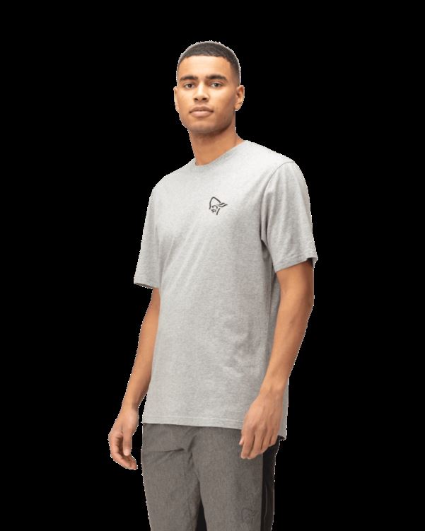Norrona Heren /29 Katoenen Vikinghead Borduur T-shirt Grijs Gemêleerd