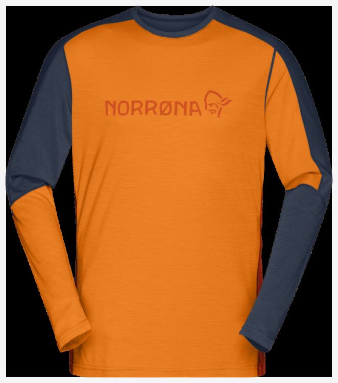 Norrona Heren Falketind Equalizer Merino Ronde Hals Oranje Popsicle/indigo Night