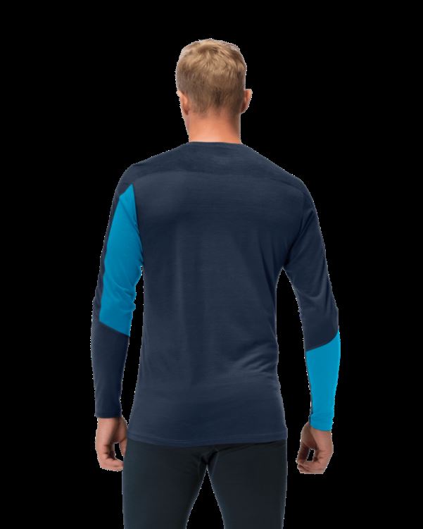 Norrona Heren Falketind Equalizer Merino Ronde Hals Hawaiian Surf/indigo Night