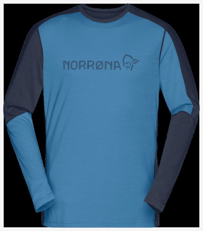 Norrona Heren Falketind Equalizer Merino Ronde Hals Hawaiian Surf/indigo Night