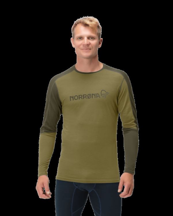 Norrona Heren Falketind Equalizer Merino Ronde Hals Olijfgroen/olijf Nacht