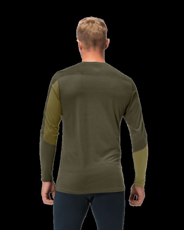 Norrona Heren Falketind Equalizer Merino Ronde Hals Olijfgroen/olijf Nacht