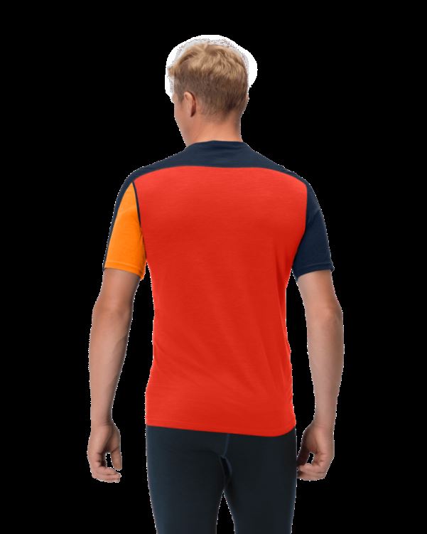 Norrona Heren Falketind Equalizer Merino T-shirt Oranje Popsicle/indigo Night