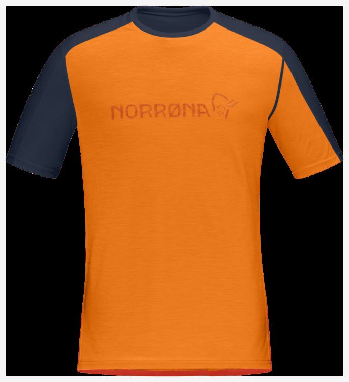 Norrona Heren Falketind Equalizer Merino T-shirt Oranje Popsicle/indigo Night