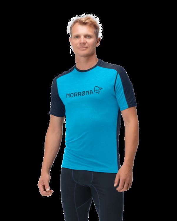 Norrona Heren Falketind Equalizer Merino T-shirt Hawaiian Surf/indigo Night