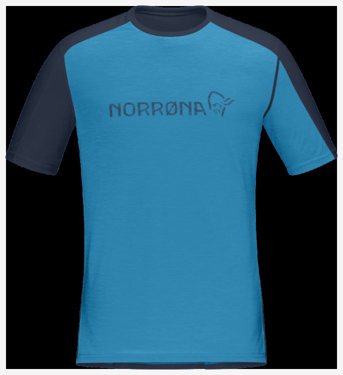 Norrona Heren Falketind Equalizer Merino T-shirt Hawaiian Surf/indigo Night