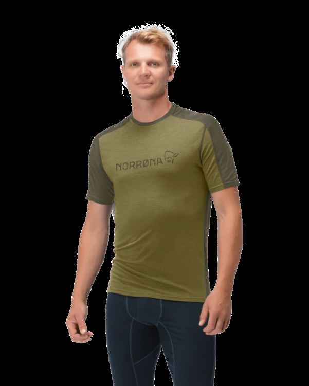 Norrona Heren Falketind Equalizer Merino T-shirt Olijf Drab/olijf Nacht