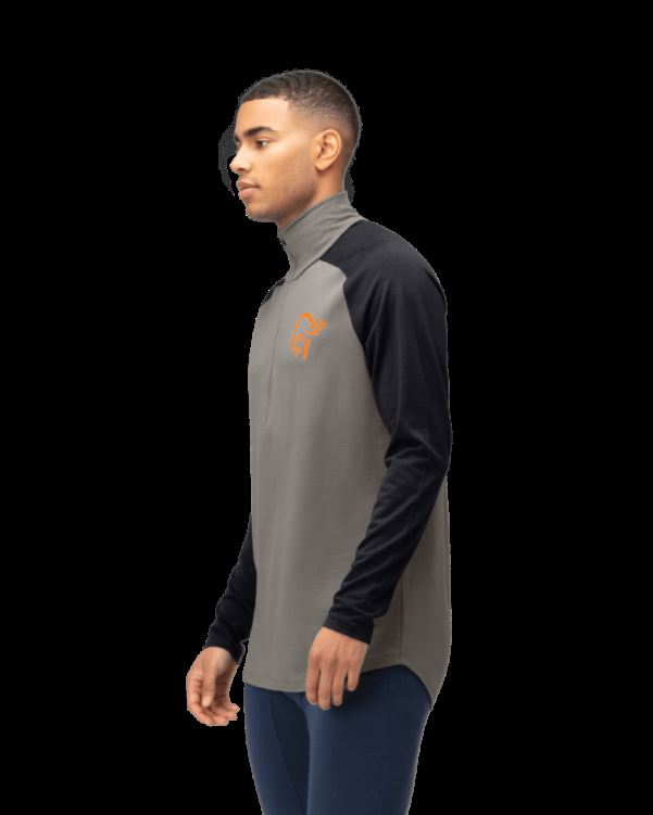 Norrona Pureull Herenritssluiting Castor Grijs/kaviaar Melange