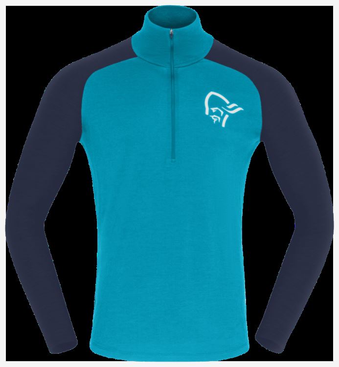 Norrona Heren Pureull Zip Neck Hawaiian Surf/indigo Night