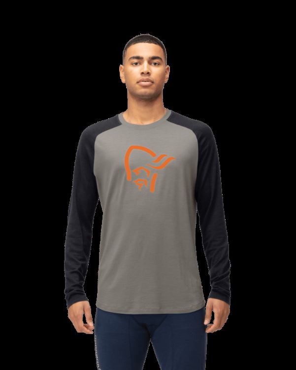 Norrona Heren Pureull Lange Mouw Castor Grijs/kaviaar Gemêleerd