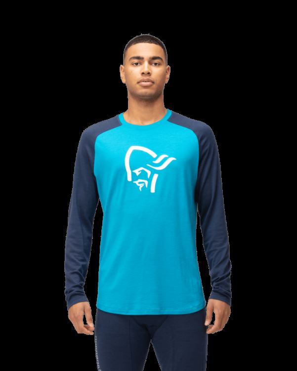 Norrona Pureull Hawaiian Surf/indigo Night Met Lange Mouwen Voor Heren