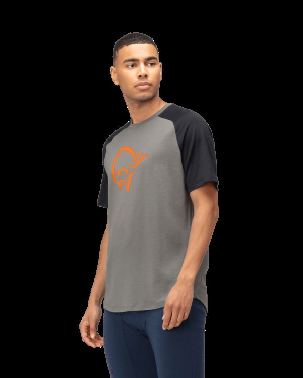 Norrona Pureull Heren T-shirt Castor Grijs/kaviaar Gemêleerd