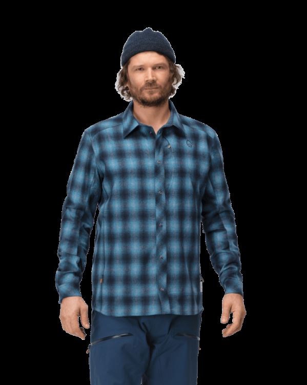 Norrona Heren Tamok Wollen Overhemd Indigo Nachtblauw