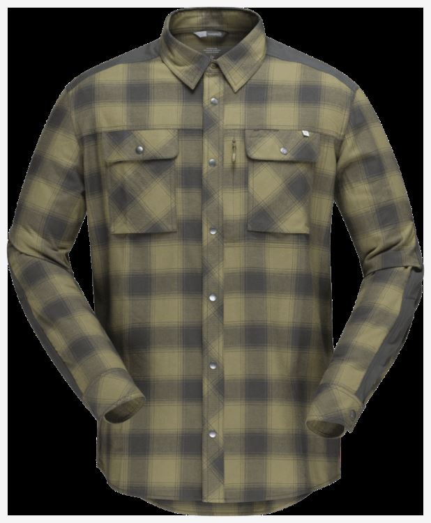 Norrona Svalbard Flanellen Herenoverhemd Olijfgroen/leigrijs