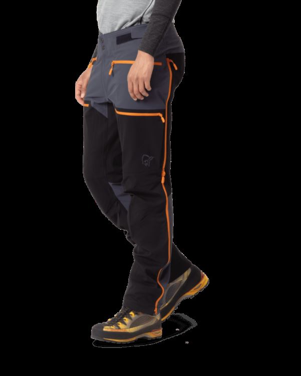 Norrona Heren Trollveggen Flex1 Broek Cool Zwart/oranje Popsicle